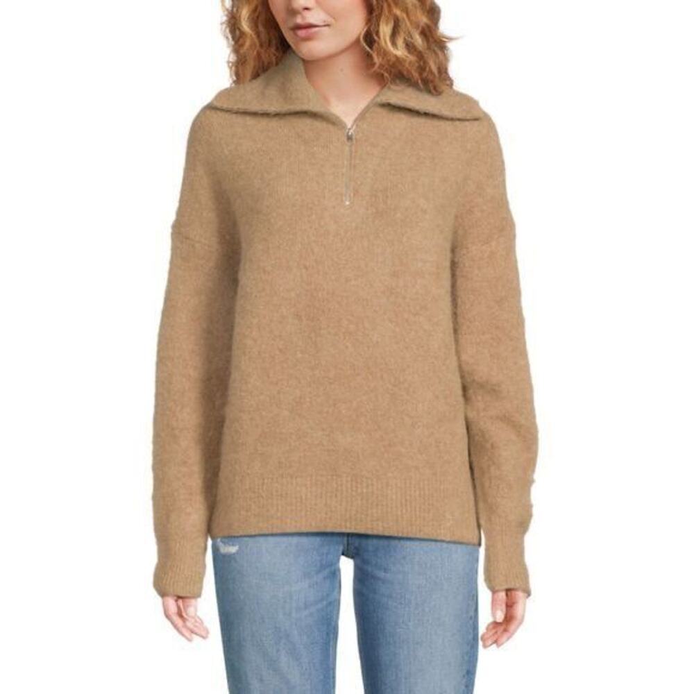 VINCE Alpaca Blend Half-Zip Funnel Neck Sweater Sz L $478 MSRP